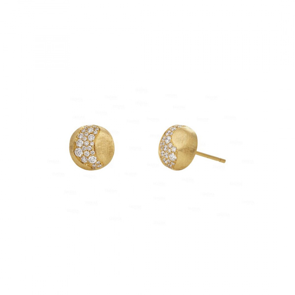 14K Yellow Gold 0.50 Ct. Genuine Diamond Unique Matte Finish Studs Earring