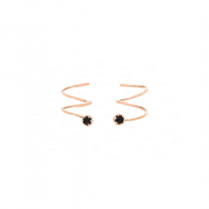 14K Rose Gold 0.25 Ct. Black Diamond Double Piercing Spiral Hoop Cuff Earring