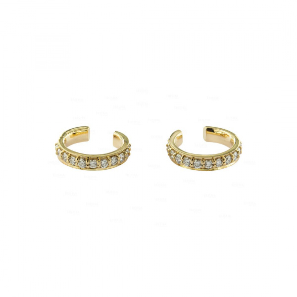 14K Yellow Gold 0.54 Ct. Genuine Diamond No Piercing Ear Cuff Earrings  Jewelry