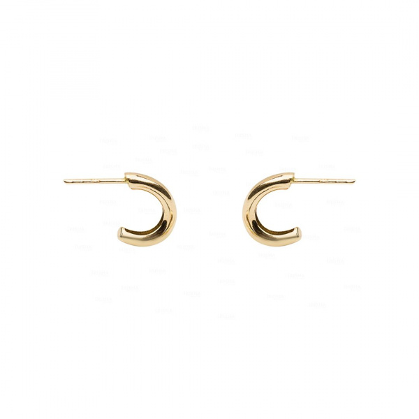 14K Solid Gold 14 mm Minimalist Huggie Hoop Earrings Fine Jewelry