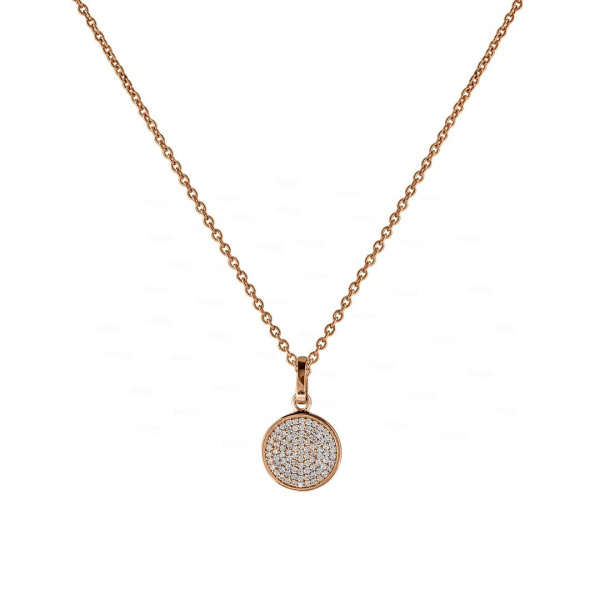 0.30 Ct. VS Clarity Diamond Disc Charm Pendant Necklace In 14K Gold Fine Jewelry