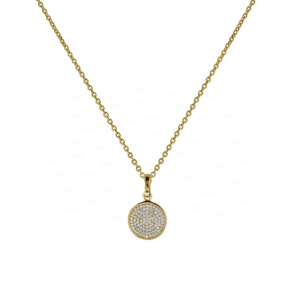 0.30 Ct. VS Clarity Diamond Disc Charm Pendant Necklace In 14K Gold Fine Jewelry