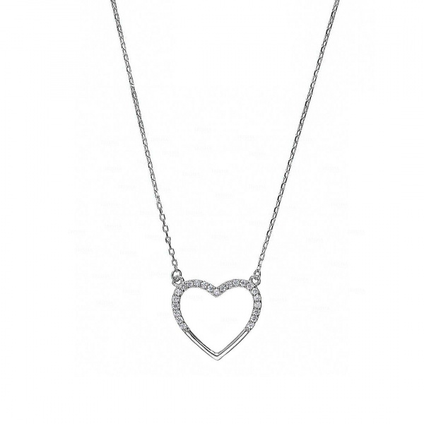 14K Gold 0.12 Ct. Genuine Pave Diamond Heart Charm Pendant Necklace Fine Jewelry