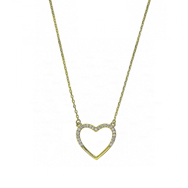 14K Gold 0.12 Ct. Genuine Pave Diamond Heart Charm Pendant Necklace Fine Jewelry