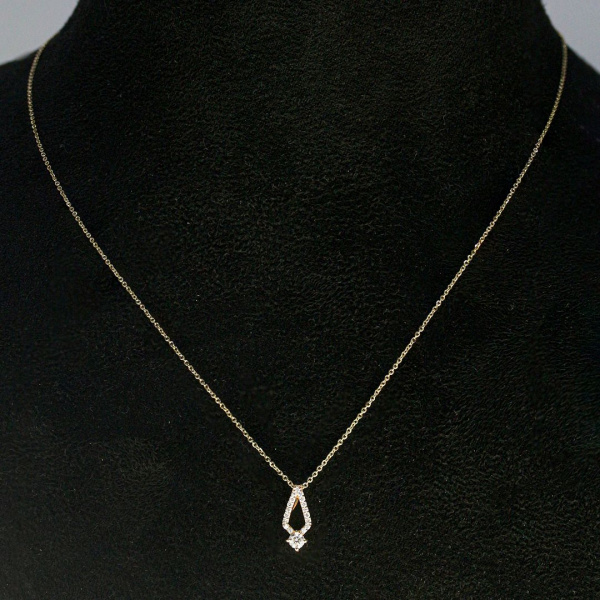 14K Gold 0.16 Ct. Genuine Diamond Minimalist Pendant Necklace Fine Jewelry