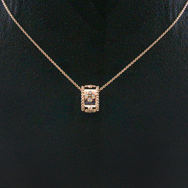 14K Gold 0.18 Ct. Genuine Diamond Unique Beaded Charm Necklace Fine Jewelry