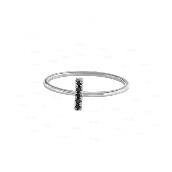 14K Gold 0.05 Ct. Genuine Black Diamond Mini Bar Ring Handmade Fine Jewelry