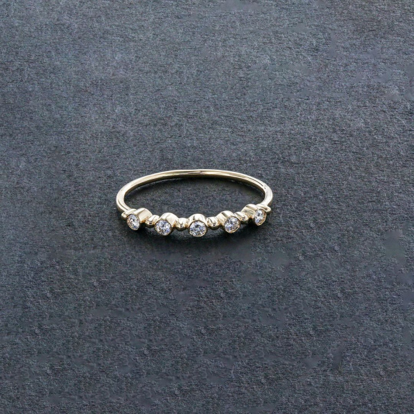 14K Gold 0.10 Ct. Genuine Five Diamond Wedding Ring Fine Jewelry Size-3 to 8 US