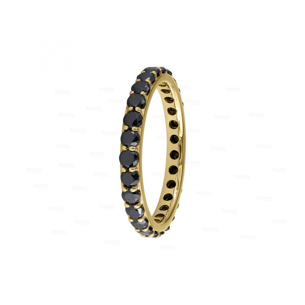14K Yellow Gold 2.00 Ct. Genuine Black Diamond Eternity Band Ring  Jewelry-9 US
