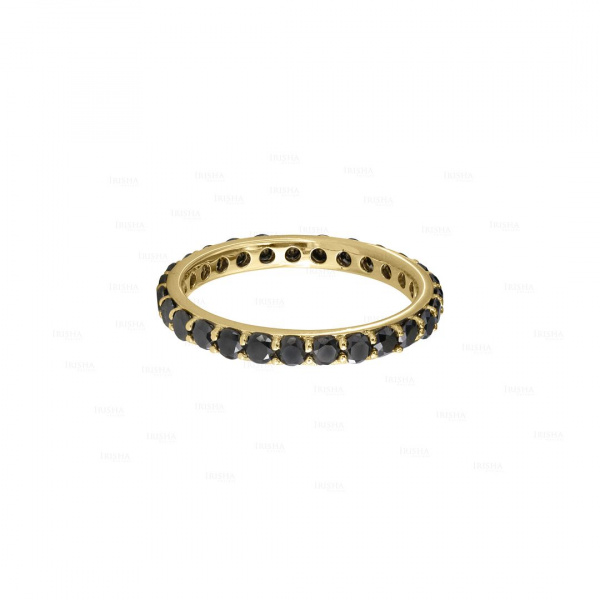 14K Yellow Gold 2.00 Ct. Genuine Black Diamond Eternity Band Ring  Jewelry-9 US