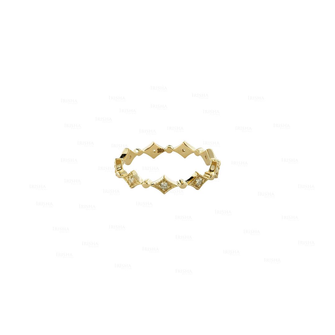 14K Gold 0.10 Ct. Genuine Diamond Wedding Eternity Band Ring Fine Jewelry