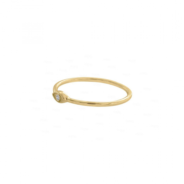 14K Yellow Gold 0.01 Ct. Genuine Diamond Evil Eye Ring -7.75 US