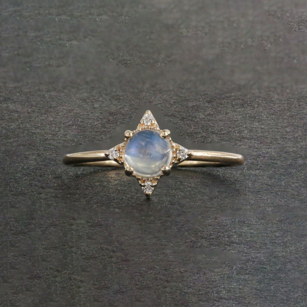 Diamond Moonstone Ring