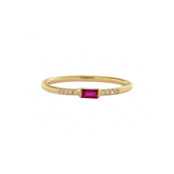 0.04 Ct. Earth Mined Diamond and Ruby Stone Engagement-Wedding Ring in 14k Gold