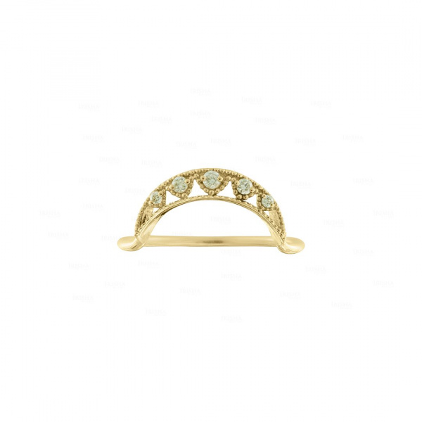 14K Gold 0.06 Ct. Genuine Diamond Crown Design Ring Fine Jewelry Size-3 to 8 US