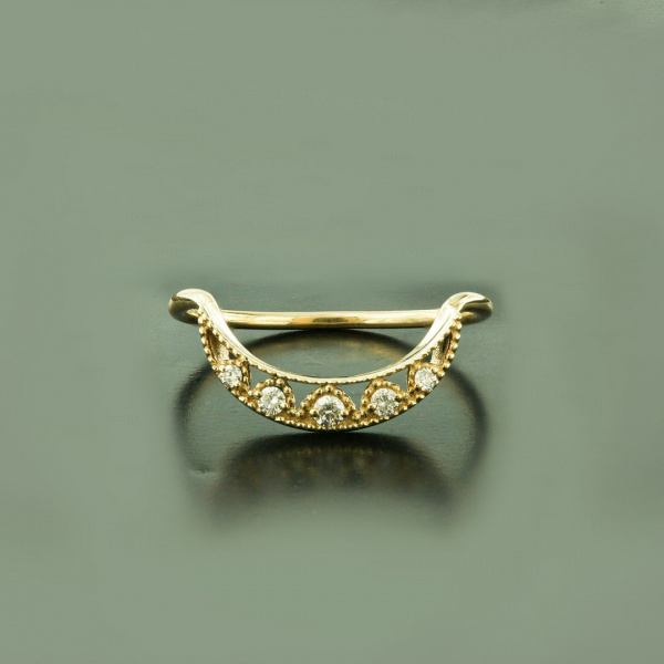 14K Gold 0.06 Ct. Genuine Diamond Crown Design Ring Fine Jewelry Size-3 to 8 US