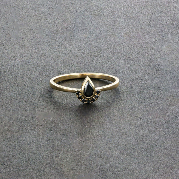 0.32 Ct. Genuine Black Diamond Ring Fine Jewelry 14K Gold Halloween Gift