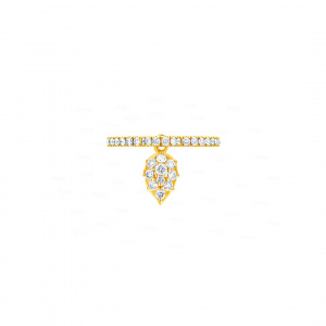14K Gold 0.22Ct. Genuine Diamond Pear Charm Half Eternity Band Ring Fine Jewelry