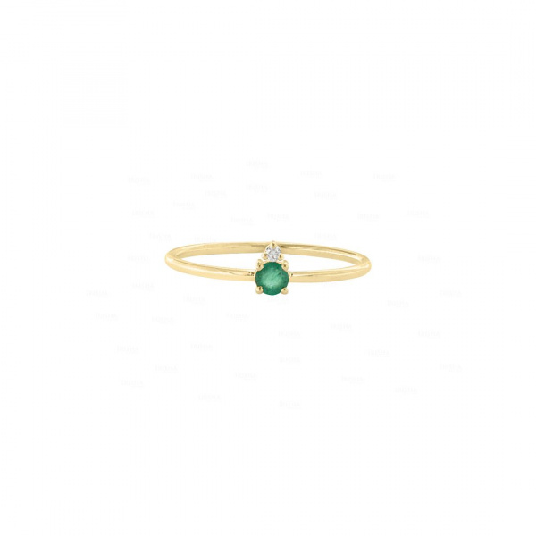 Real Diamond-Emerald Stone Wedding Ring in 14K Gold Fine Jewelry
