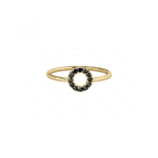 14K Yellow Gold 0.25 Ct. Genuine Black Diamond Open Circle Ring Jewelry-8 US