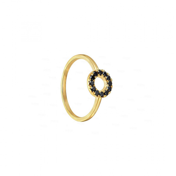 14K Yellow Gold 0.25 Ct. Genuine Black Diamond Open Circle Ring Jewelry-8 US