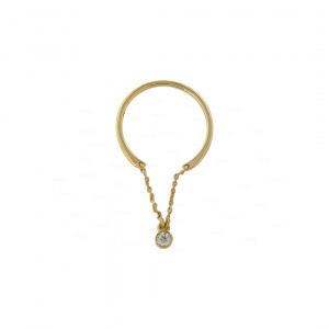 14K Yellow Gold 0.10 Ct. Genuine Dangling Chain Diamond Round Band Ring -8 US