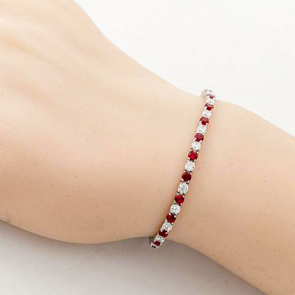 Ruby/Sapphire Diamond Tennis Bracelet