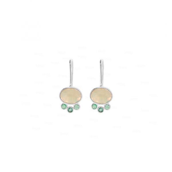 Opal Emerald Hook Earrings