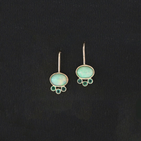 Opal Emerald Hook Earrings