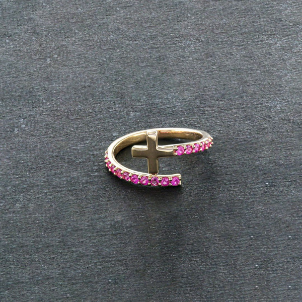 Ruby Cross Bypass Ring