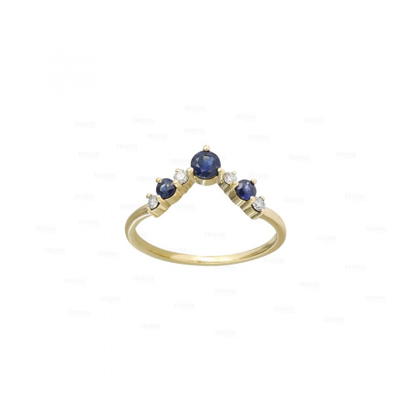 Blue Sapphire Chevron Ring