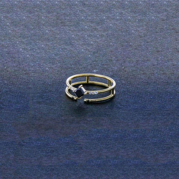 Black-White Diamond Shank Ring