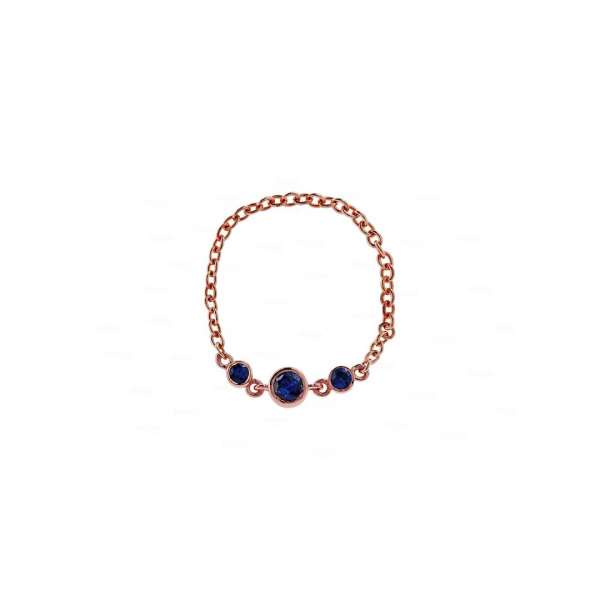 Bezel Blue Sapphire Chain Ring