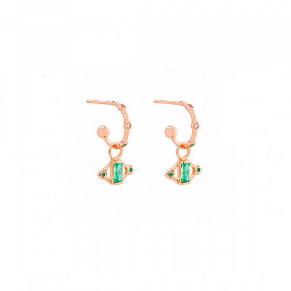 Emerald Baguette Ear Charm|14k Gold