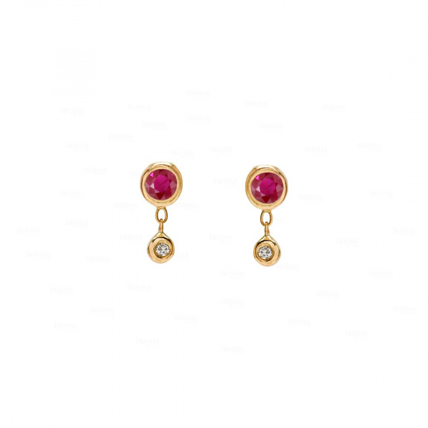 Bezel Drop Earring|14k Gold, Emerald, Diamond
