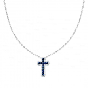 Sapphire Holy Cross Necklace