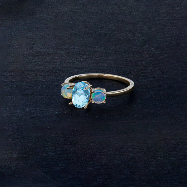 Aquamarine and Opal Ring