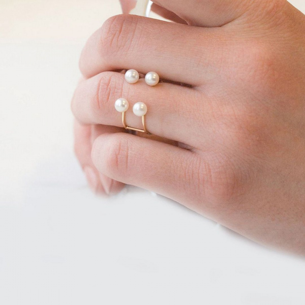 Double Baby Pearl Ring | Open Band