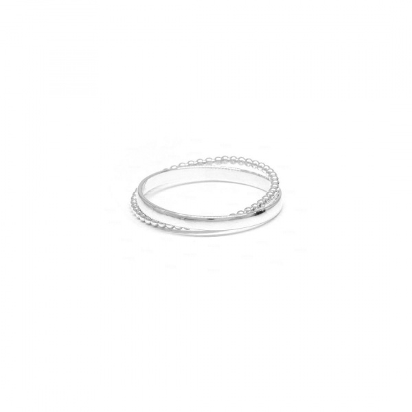 Crisscross Bead | Double Band Gold Ring