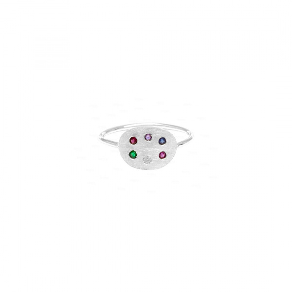 Rainbow | Multi-Sapphire Diamond Disc Ring