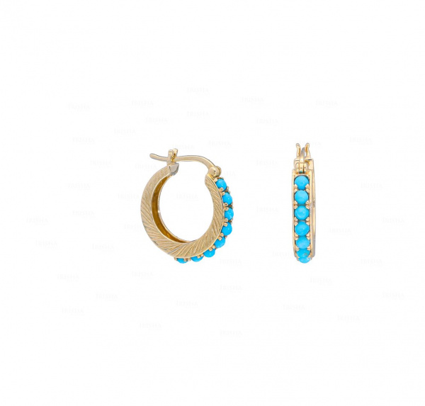 Turquoise Hoop Earrings|14k Gold