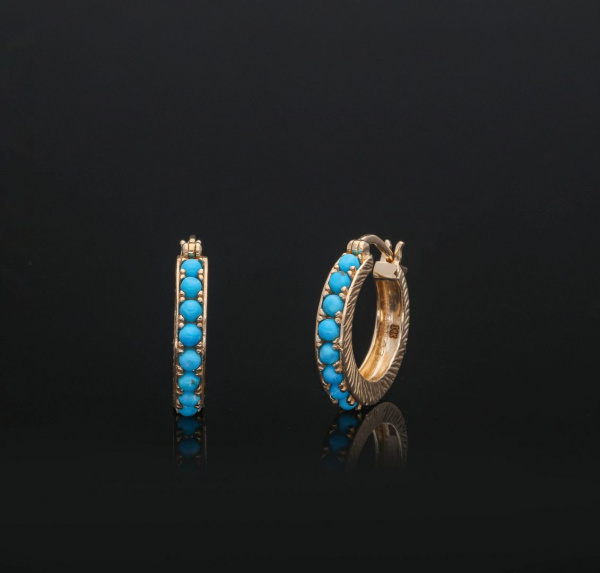 Turquoise Hoop Earrings|14k Gold