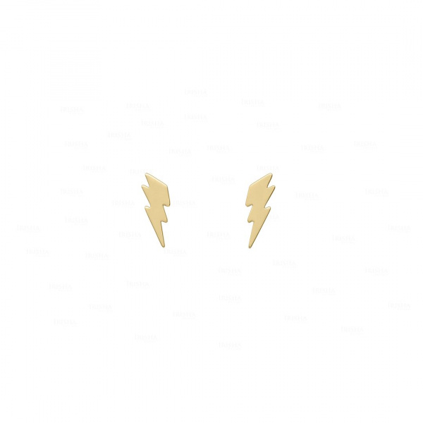 Lightning Bolt Studs|14k Solid Gold Earrings