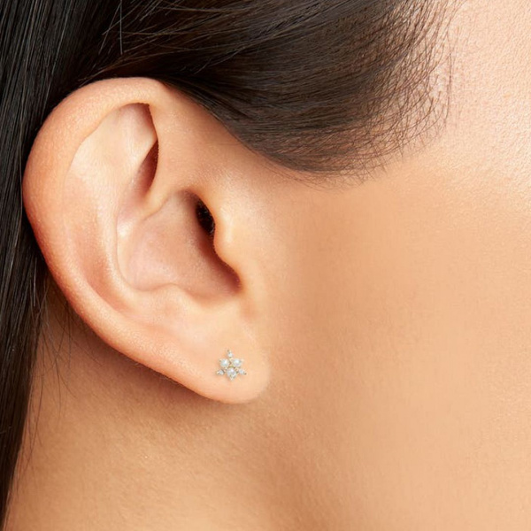 Diamond Pearl Stud Earrings|14k Gold