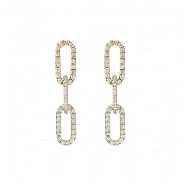 Oval Link Chain Earrings|14k Gold, Diamond
