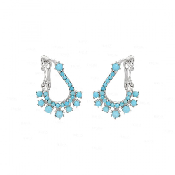 Turquoise Huggie Earrings|14k Gold
