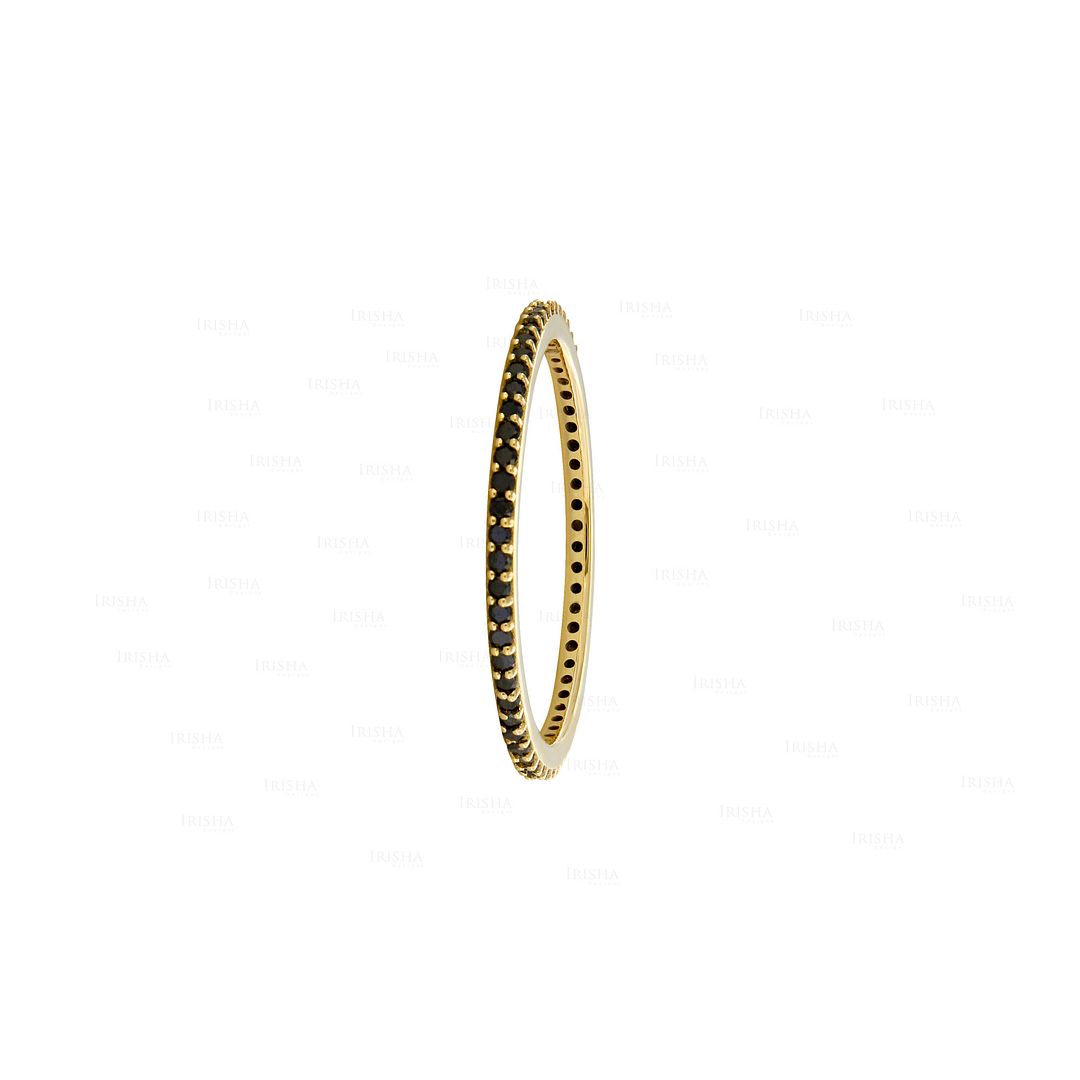 14K Yellow Gold 0.40 Ct. Black Diamond Eternity Band Ring Fine Jewelry Size 9 US