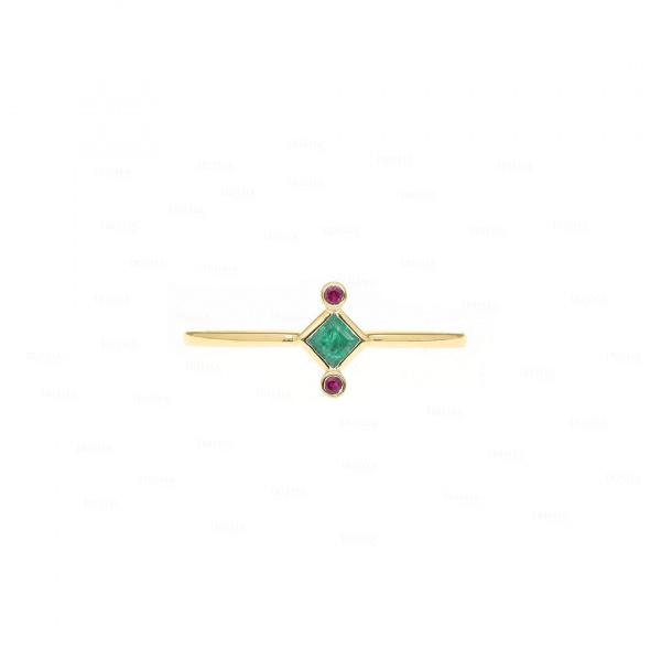Ruby Emerald Stack Ring|14k Gold