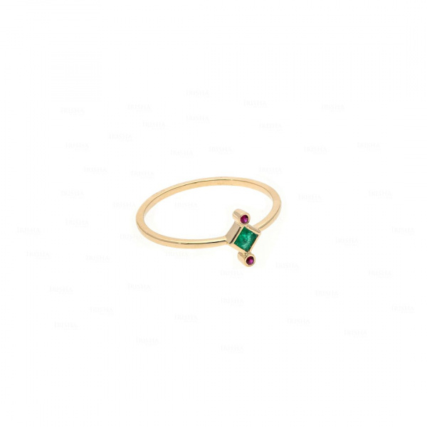 Ruby Emerald Stack Ring|14k Gold