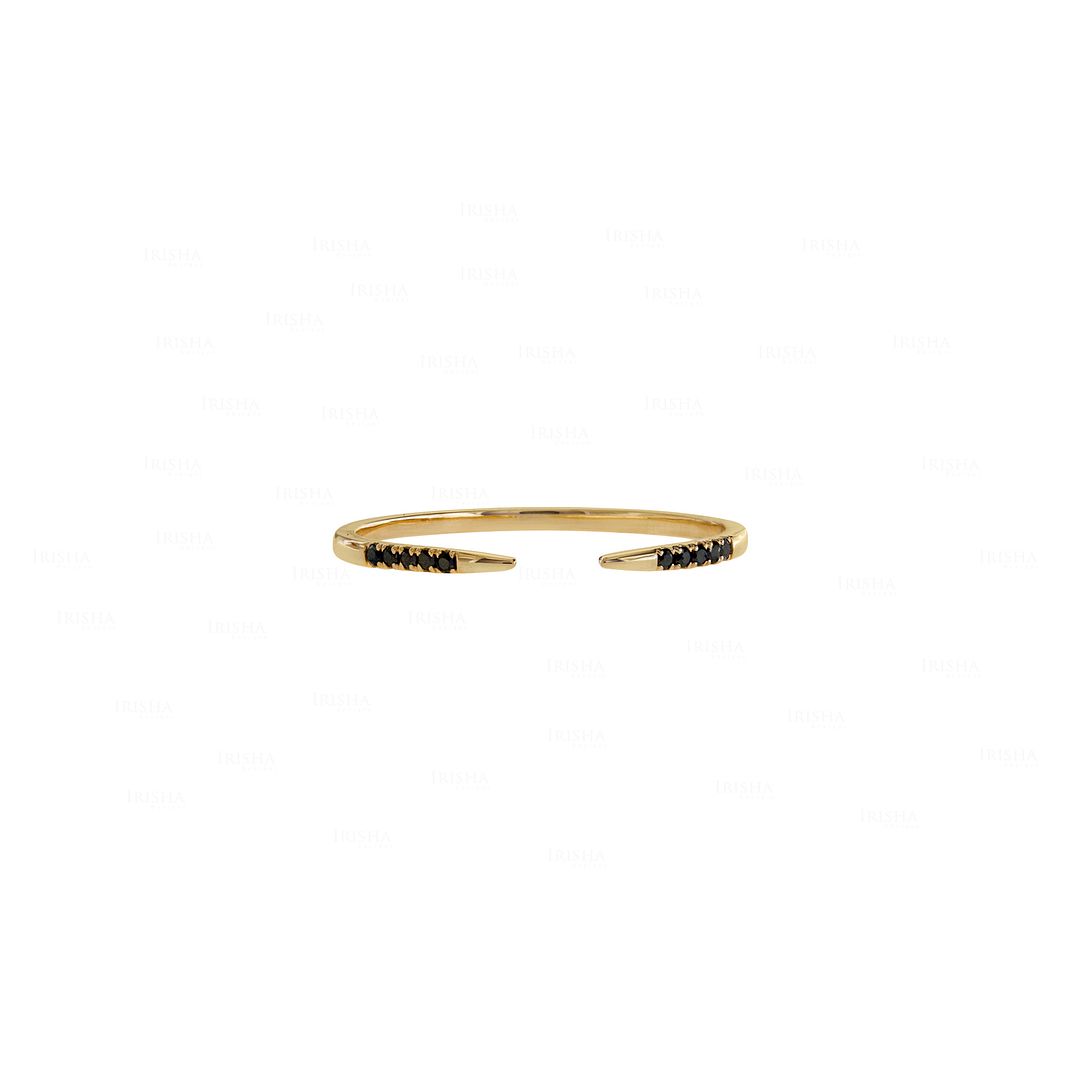 14K Yellow Gold 0.07 Ct. Black Diamond Open Cuff Wedding Ring Jewelry Size 10 US